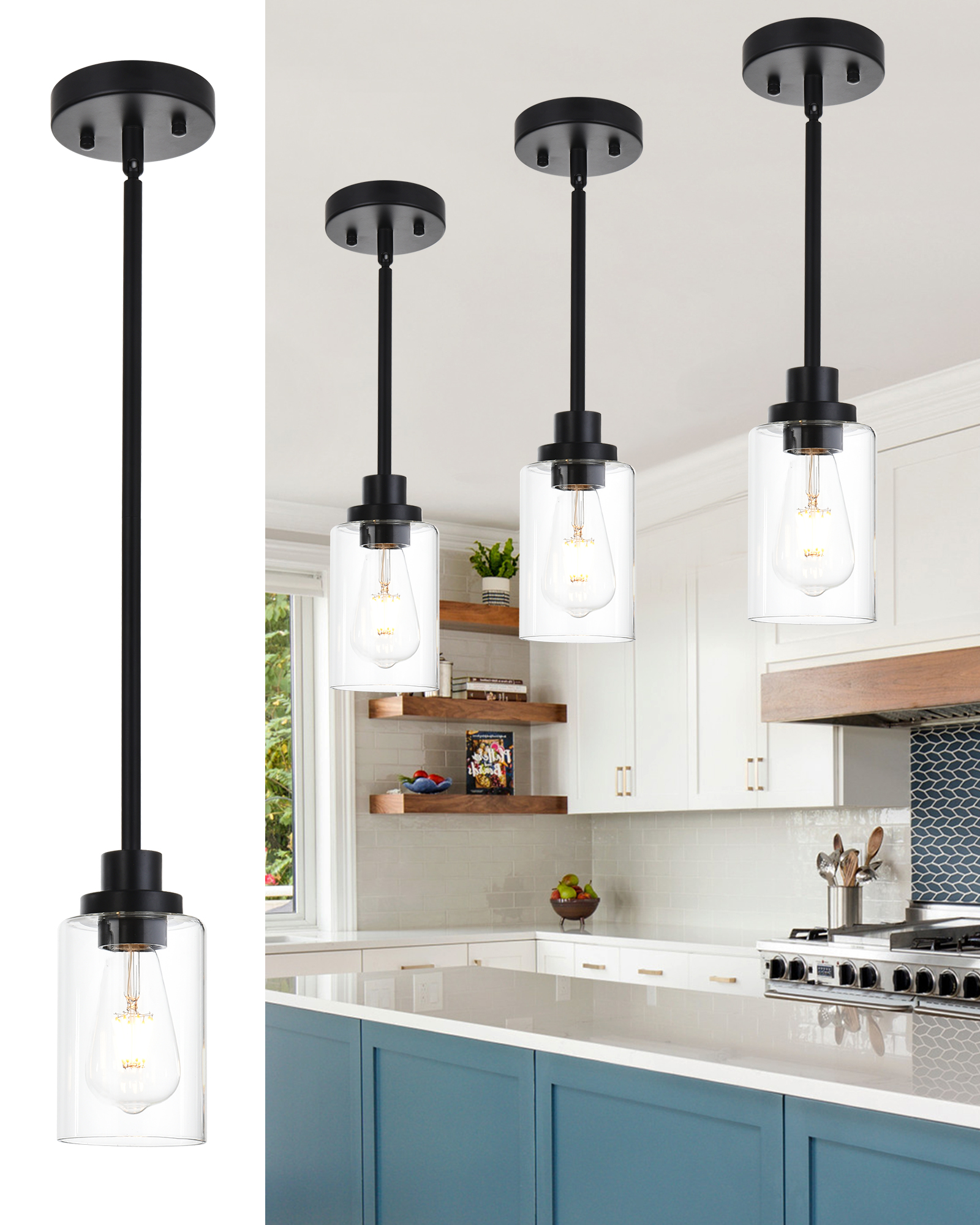 square chandelier black